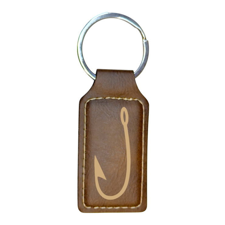 Keychain - Rectangle - Fish Hook - Leather