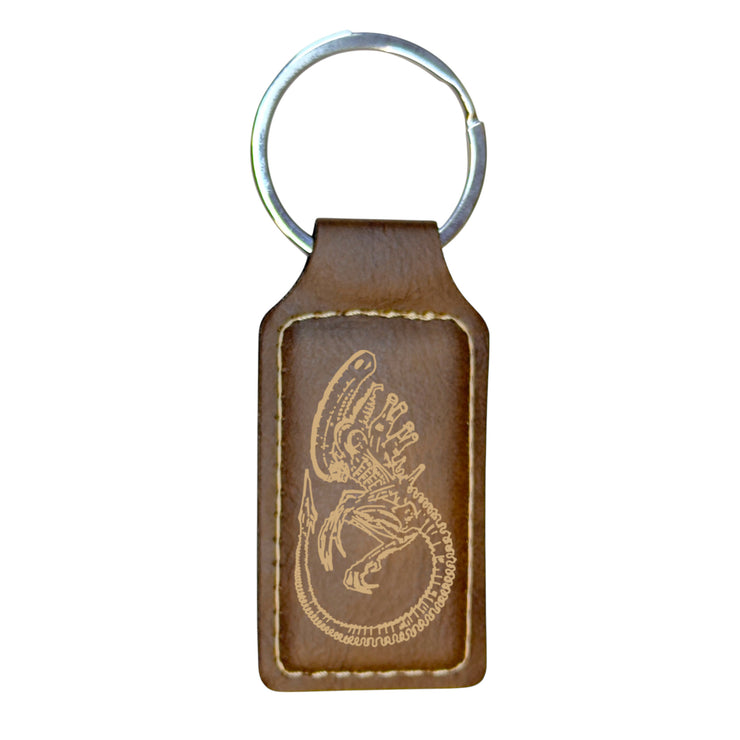 Keychain - Rectangle - Alien Fossil - Leather