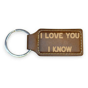 Keychain - Rectangle - I love you I know - Leather