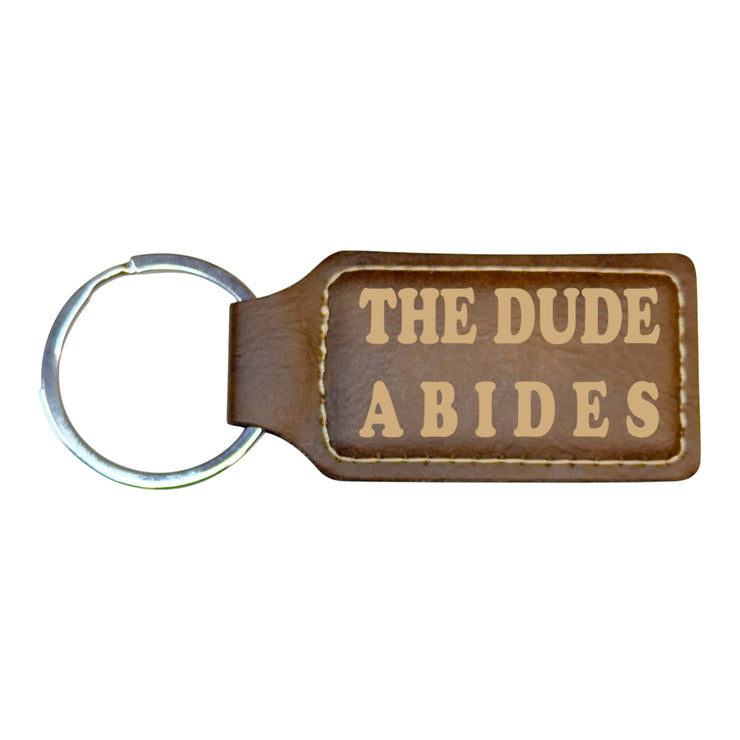 Keychain - Rectangle - The Dude Abides - Leather