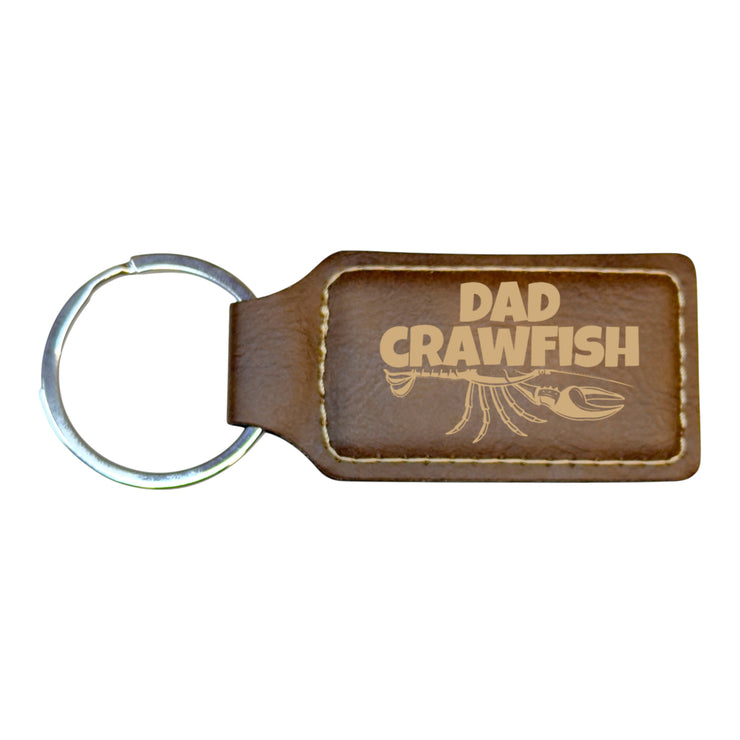 Keychain - Rectangle - Dad Crawfish - Leather