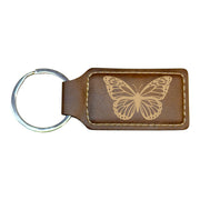 Keychain - Rectangle - Butterfly - Leather