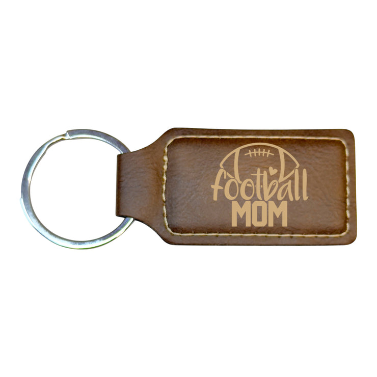 Keychain - Rectangle - Football Mom - Leather