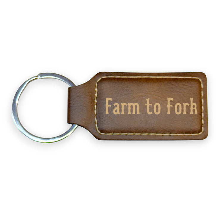 Keychain - Rectangle - Farm to Fork - Leather