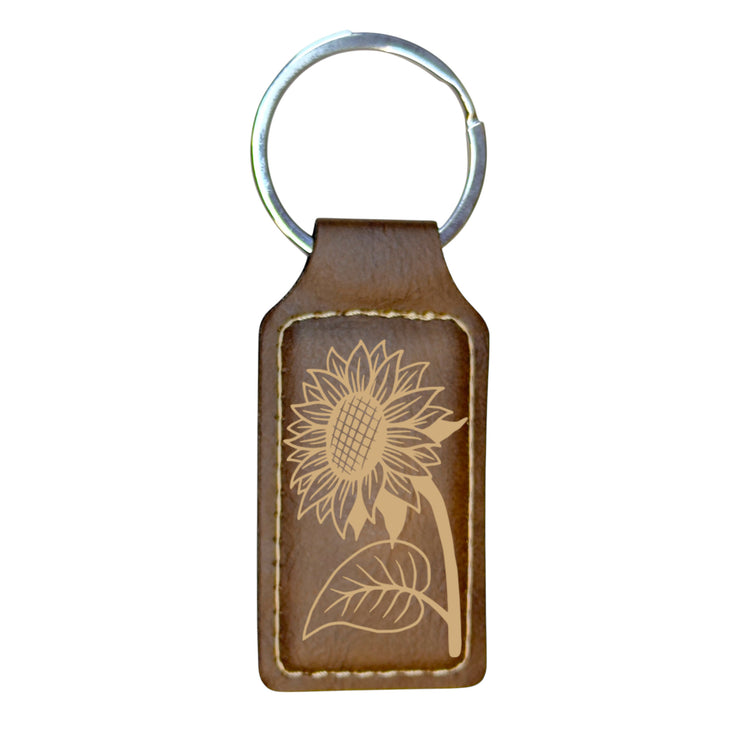 Keychain - Rectangle - Sunflower - Leather