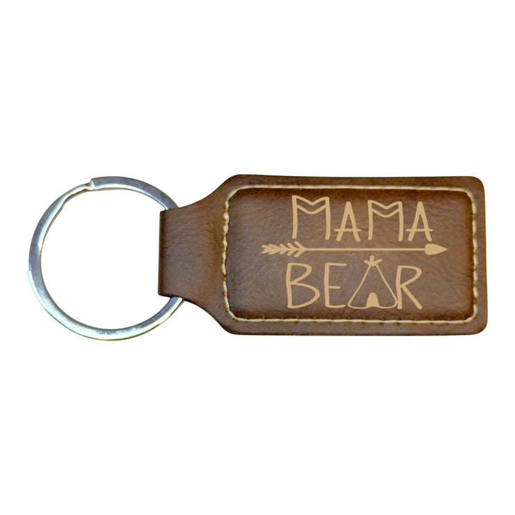 Keychain - Rectangle - Mama Bear - Leather