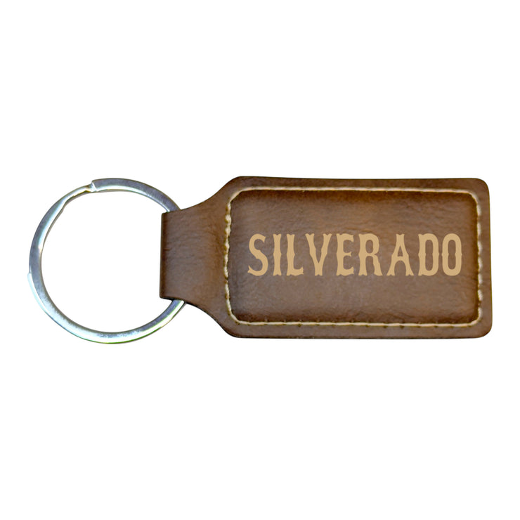 Keychain - Rectangle - Silverado - Leather