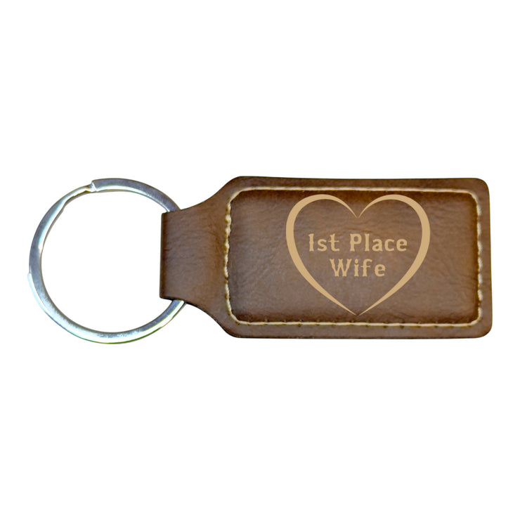 Keychain - Rectangle - 1ST Place Wife - Leather