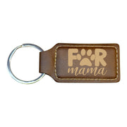 Keychain - Rectangle - Fur Mama - Leather