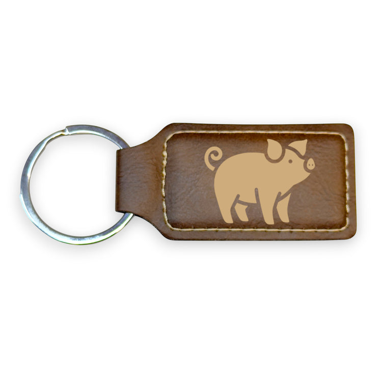 Keychain - Rectangle - Piglet - Leather