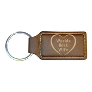 Keychain - Rectangle - Worlds Best Wife - Leather
