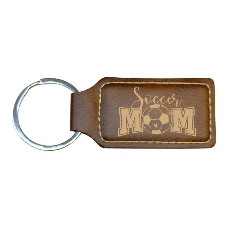 Keychain - Rectangle - Soccer Mom - Leather