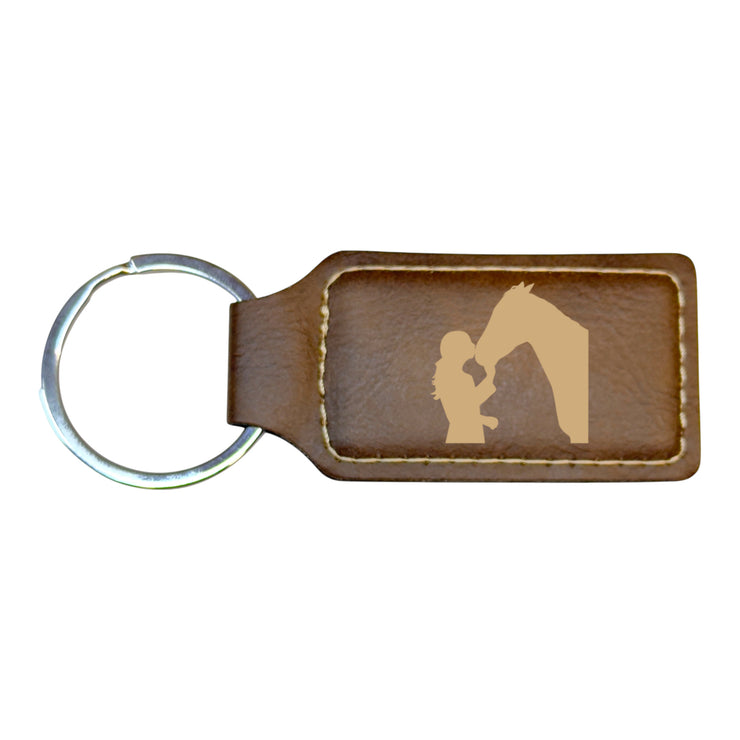 Keychain - Rectangle - Horse Girl - Leather
