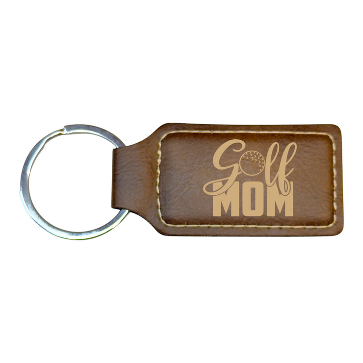 Keychain - Rectangle - Golf Mom - Leather