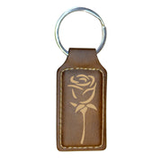 Keychain - Rectangle - Rose - Leather