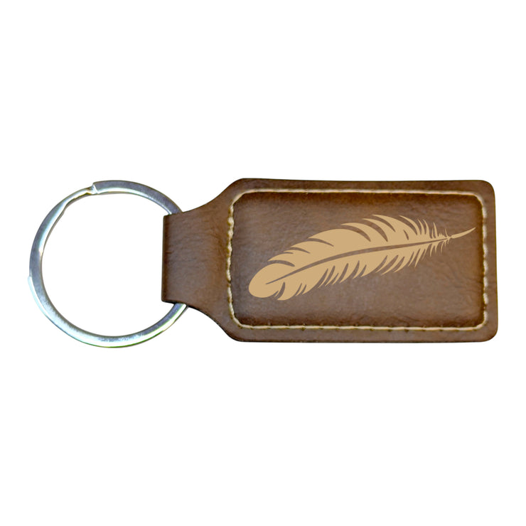 Keychain - Rectangle - Feather - Leather