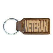 Keychain - Rectangle - Veteran - Leather