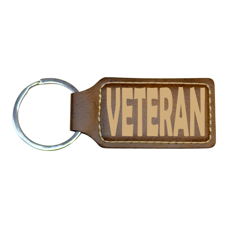 Keychain - Rectangle - Veteran - Leather