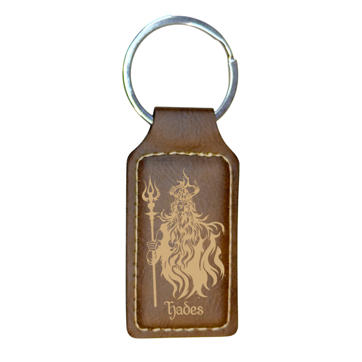 Keychain - Rectangle - Hades God of the Underworld - Leather