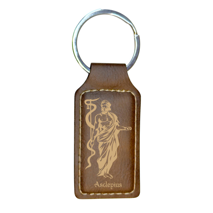 Keychain - Rectangle - Asclepius - Leather