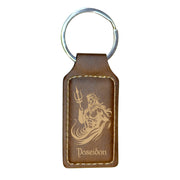 Keychain - Rectangle - Poseidon God of the Sea - Leather
