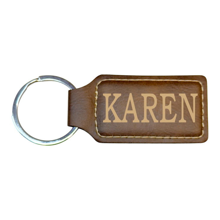 Keychain - Rectangle - Karen - Leather