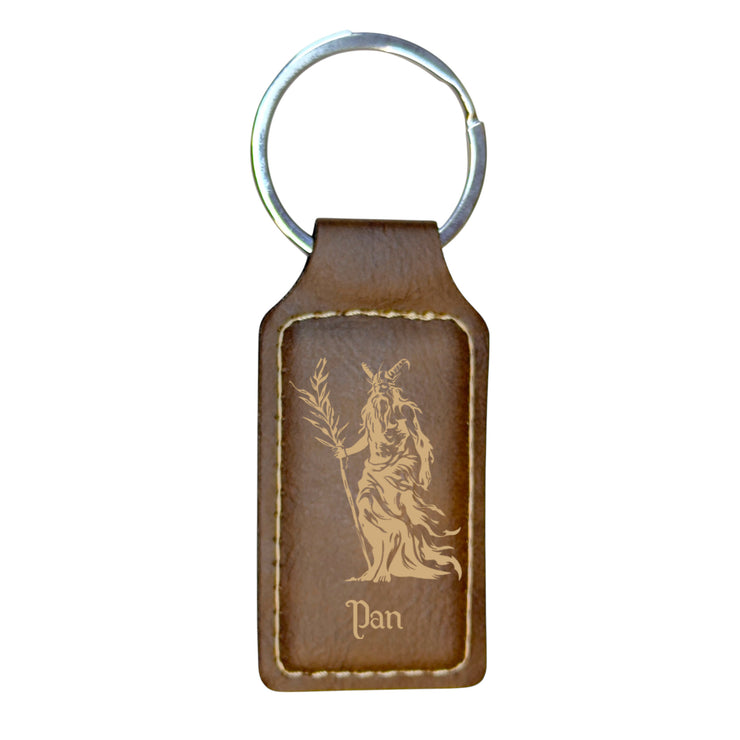 Keychain - Rectangle - Pan God of Nature - Leather