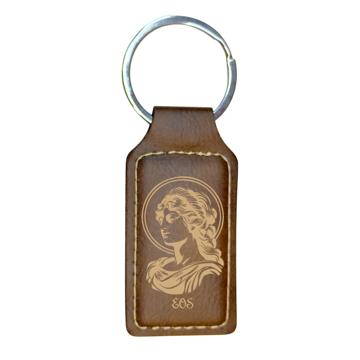 Keychain - Rectangle - Eos Goddess of Dawn - Leather