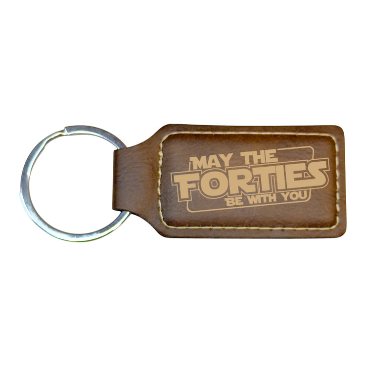 Keychain - Rectangle - May the Forties be with you - Leather