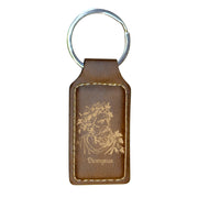 Keychain - Rectangle - Dionysus God of Wine - Leather