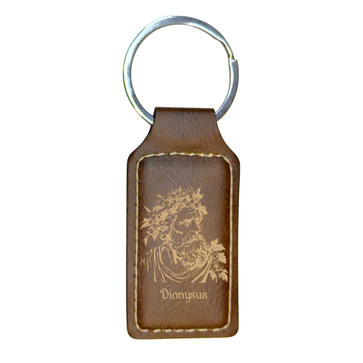 Keychain - Rectangle - Dionysus God of Wine - Leather
