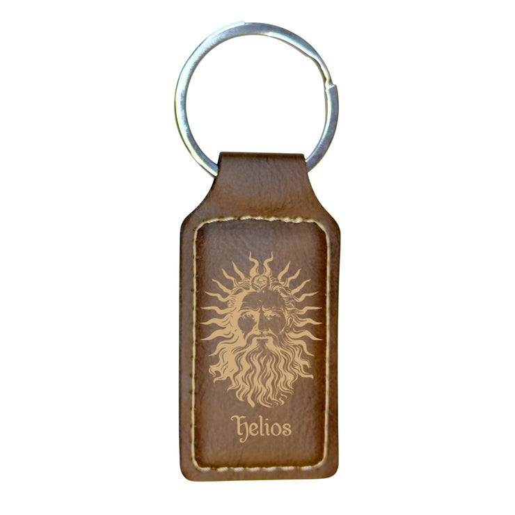Keychain - Rectangle - Helios God of the Sun - Leather