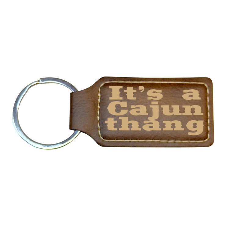Keychain - Rectangle - Its a Cajun thang - Leather