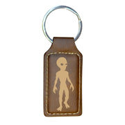 Keychain - Rectangle - Alien - Leather 3" x 1 3/4"