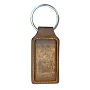 Keychain - Rectangle - The Lovers Tarot Card - Leather