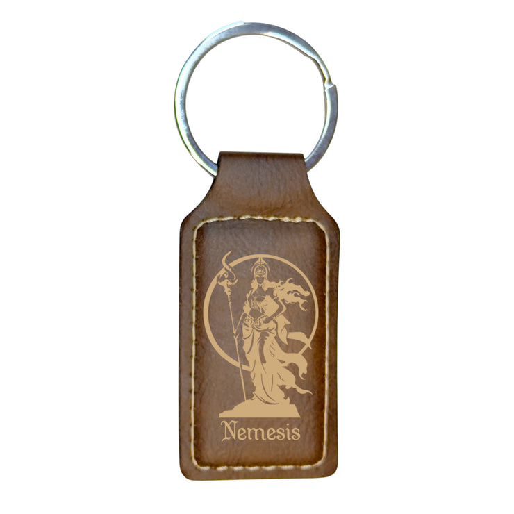 Keychain - Rectangle - Nemesis Goddess of Revenge - Leather