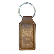 Keychain - Rectangle - The Lovers Tarot Card - Leather