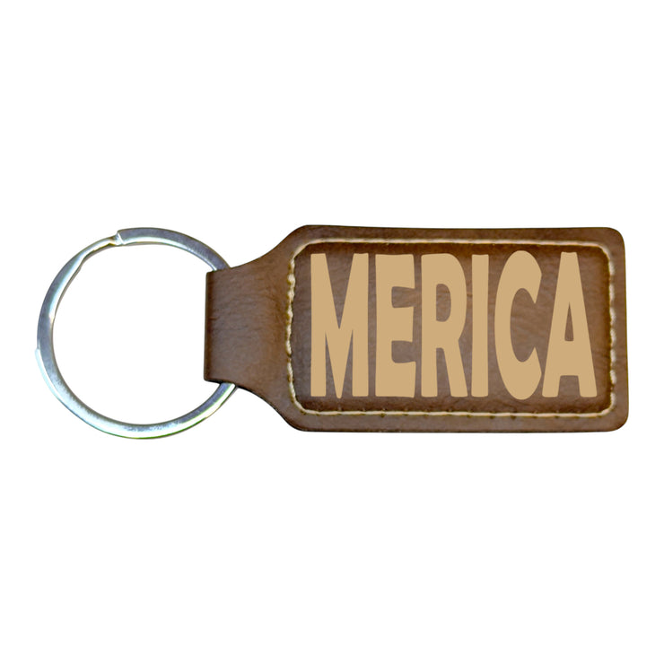 Keychain - Rectangle - Merica - Leather
