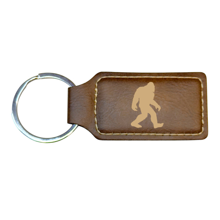 Keychain - Rectangle - Bigfoot Sasquatch - Leather