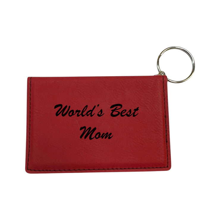 Keychain ID Holder Wallet - Worlds Best Mom Leather