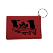 Keychain ID Holder Wallet - Canadian Flag and Trout Leather