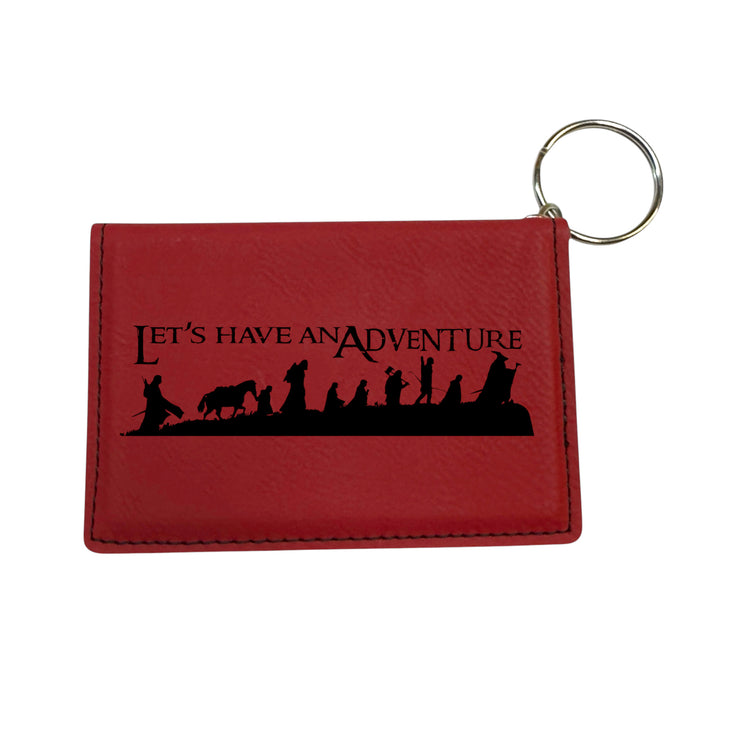 Keychain ID Holder Wallet - Lets Have an Adventure - Leather