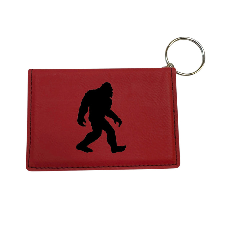 Keychain ID Holder Wallet - Bigfoot Sasquatch - Leather