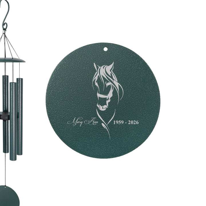 HipFlaskPlus personalized My Horse green powder coated wind chime