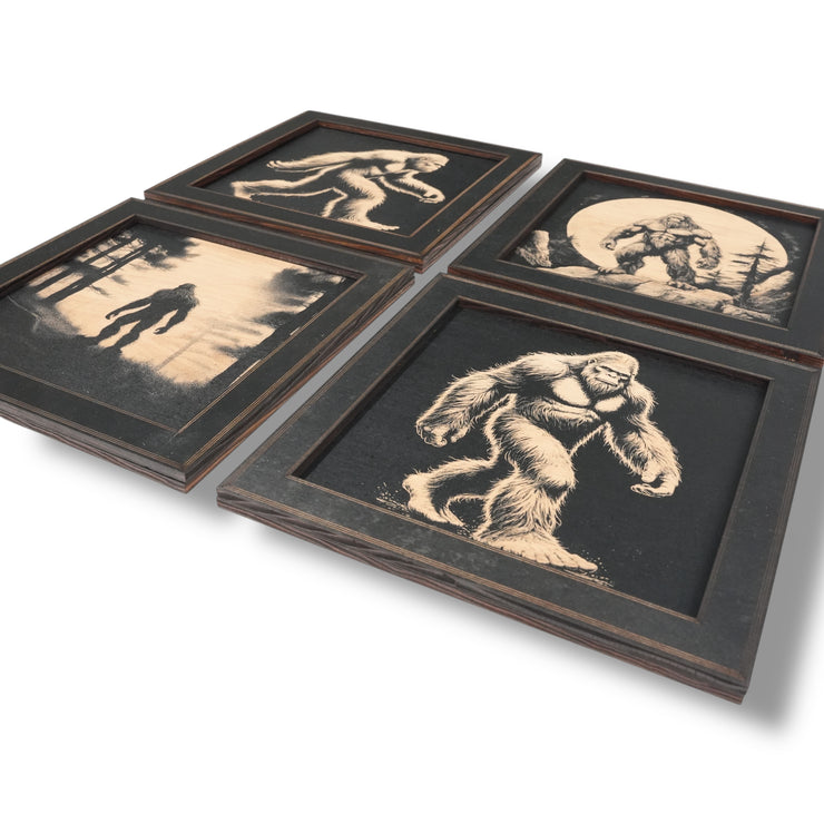 Framed Art - CUSTOM - Bigfoot Sasquatch SET of 4 Pictures