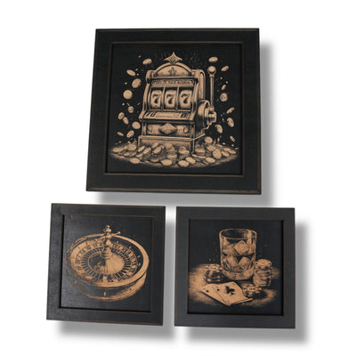 Framed Art - CUSTOM - Casino Gambling Game Room SET of 3 Pictures