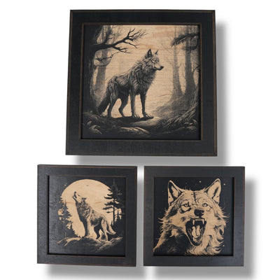 Framed Art - CUSTOM - Wolf SET of 3 Pictures