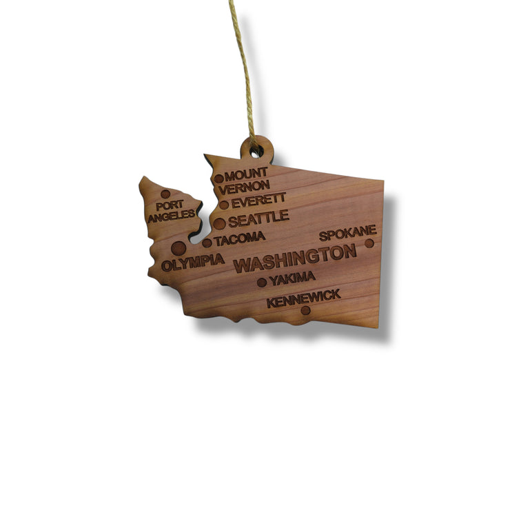 Ornament - CUSTOM - Washington State with Cities