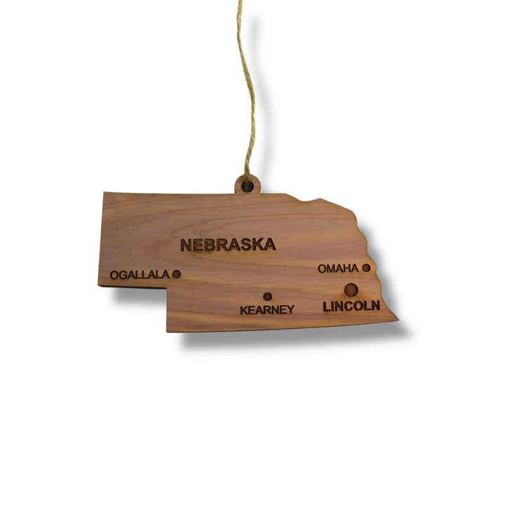Ornament - CUSTOM - Nebraska State with Cities