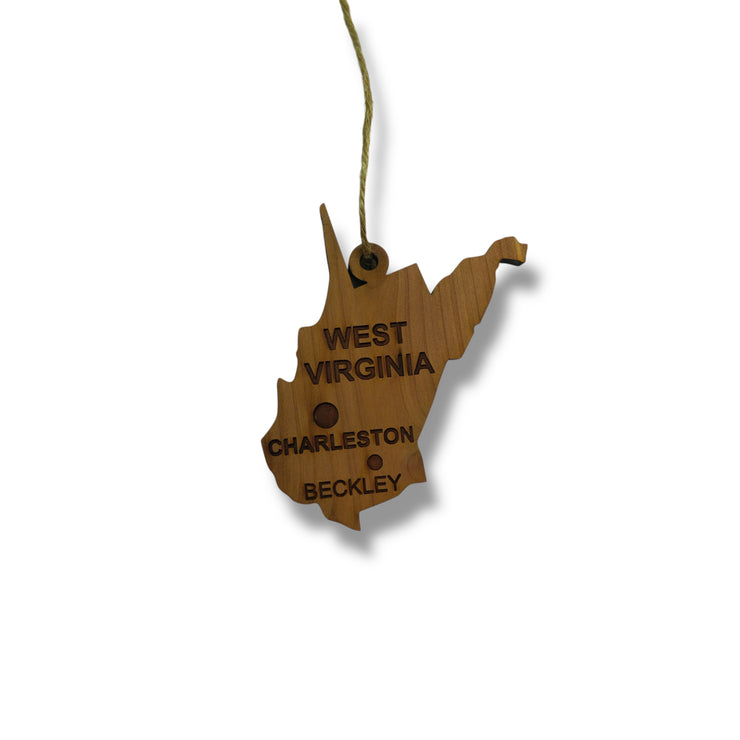 Ornament - CUSTOM - West Virginia State with Cities